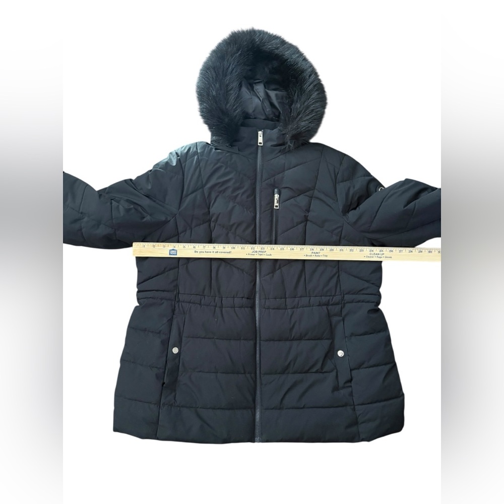 Michael Kors Women's Hooded Faux Fur-Trim Puffer Jacket 2X Black - Picture 4 of 8